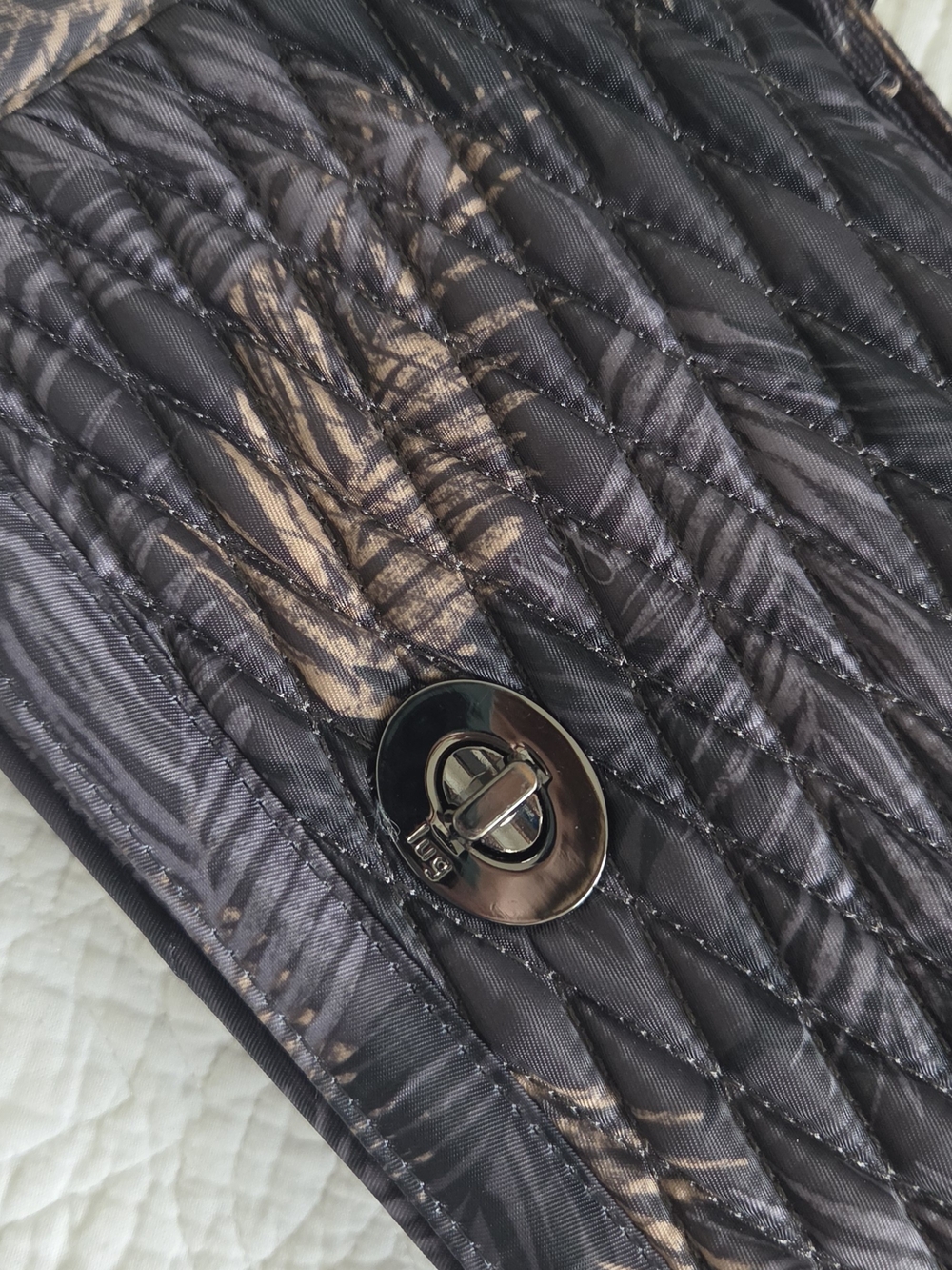 lug Quilted Black Crossbody with Palm-Print Accent - Picture 6 of 12